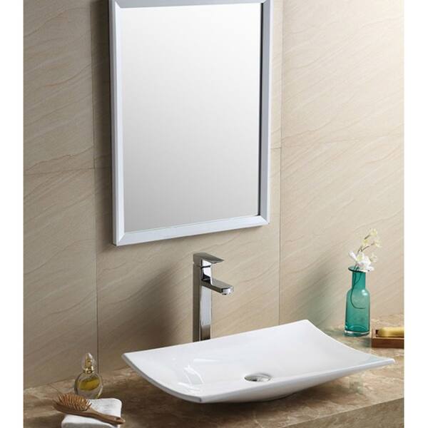 Fine Fixtures Vitreous China White Rectangular Modern Vessel Bathroom Sink