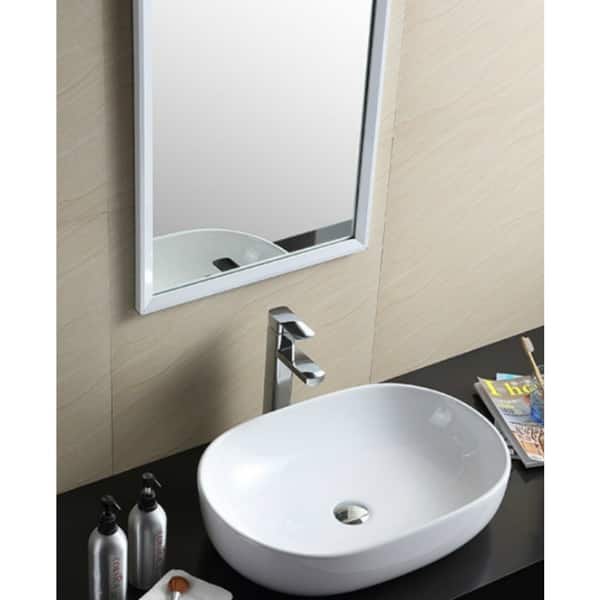 Fine Fixtures Modern White Vitreous China Oval Sharp Vessel Bathroom Sink