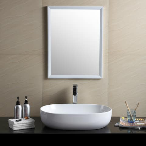 Fine Fixtures Modern White Vitreous China Oval Sharp Vessel Bathroom Sink