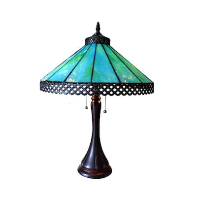 Tiffany Style Mission Design 2-light Antique Bronze Table Lamp