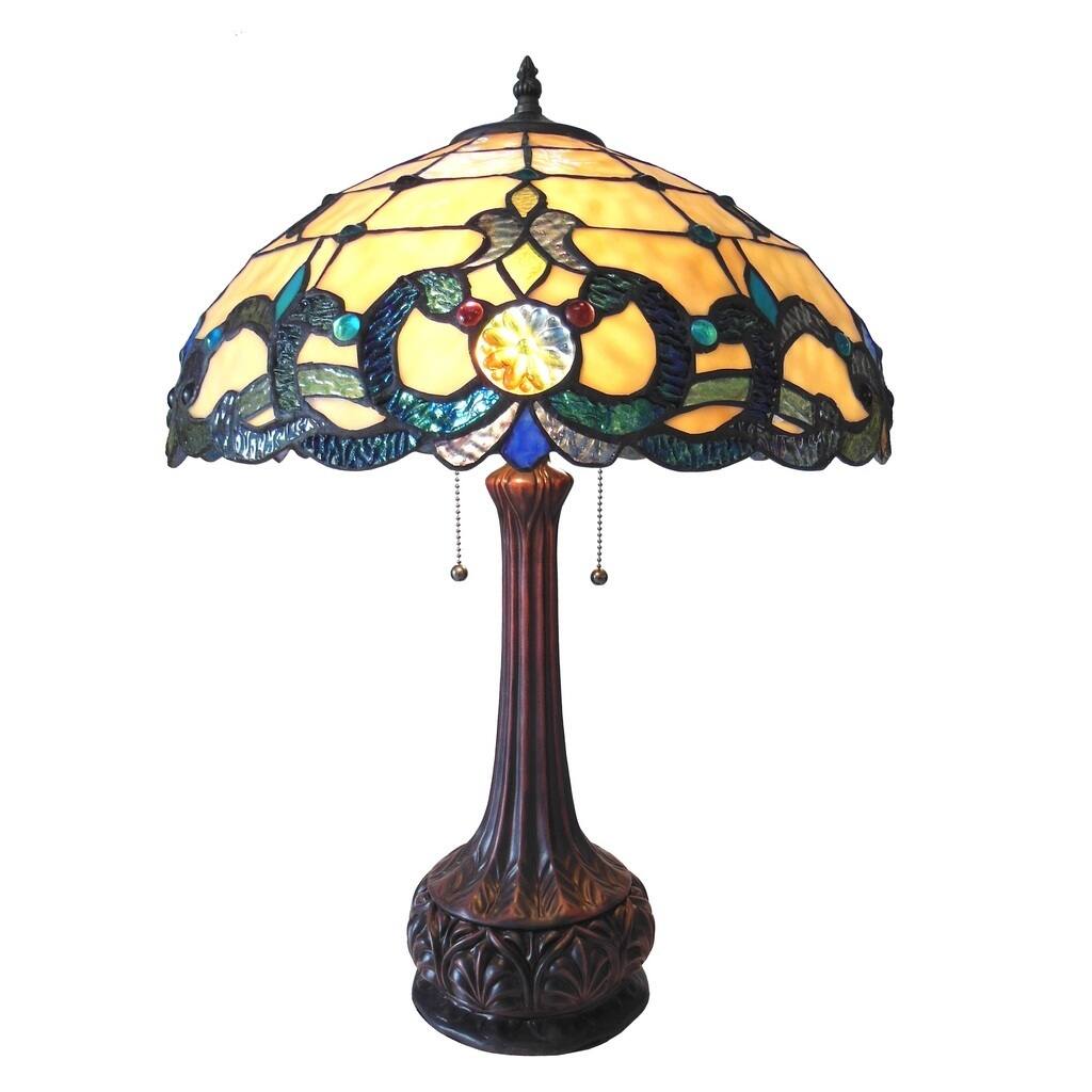 Tiffany Style Victorian Design 2-light Antique Bronze Table Lamp