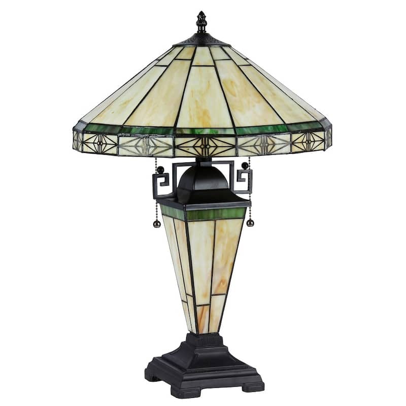 Tiffany Style Mission Design 2+1-light Blackish Bronze Table Lamp