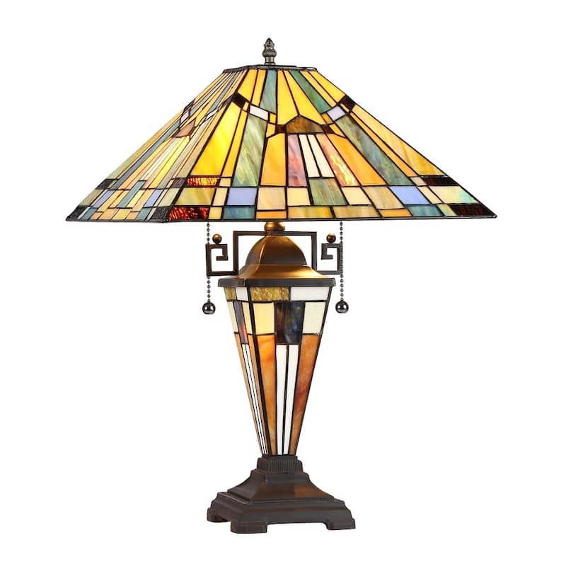 Tiffany Style Mission Design 2+1-light Blackish Bronze Table Lamp