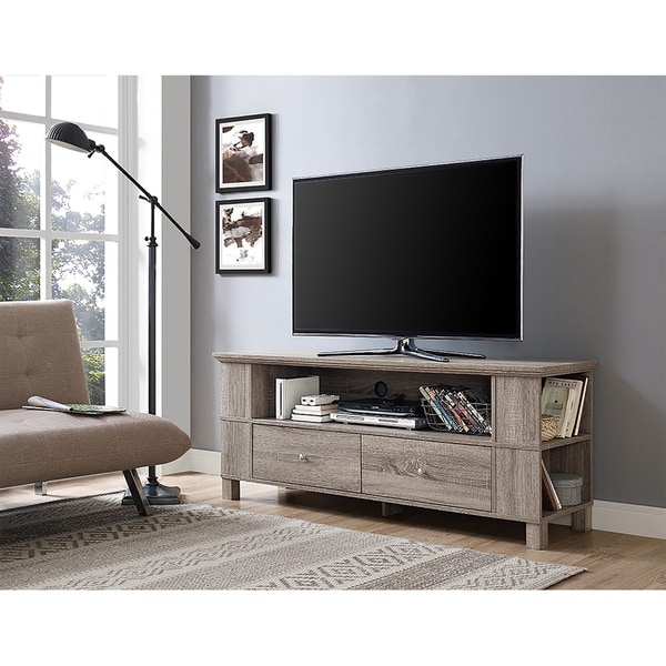 Shop 60-inch Wood Storage TV Stand - Driftwood - On Sale ...