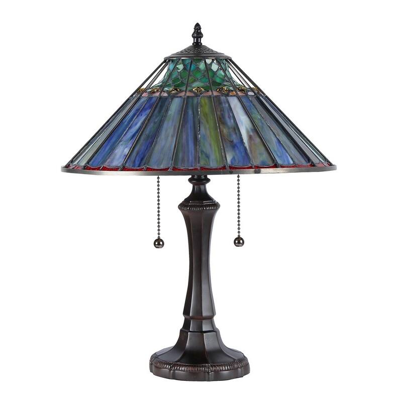 Tiffany Style Mission Design 2-light Dark Bronze Table Lamp