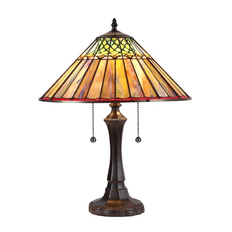 Tiffany Style Mission Design 2-light Dark Bronze Table Lamp