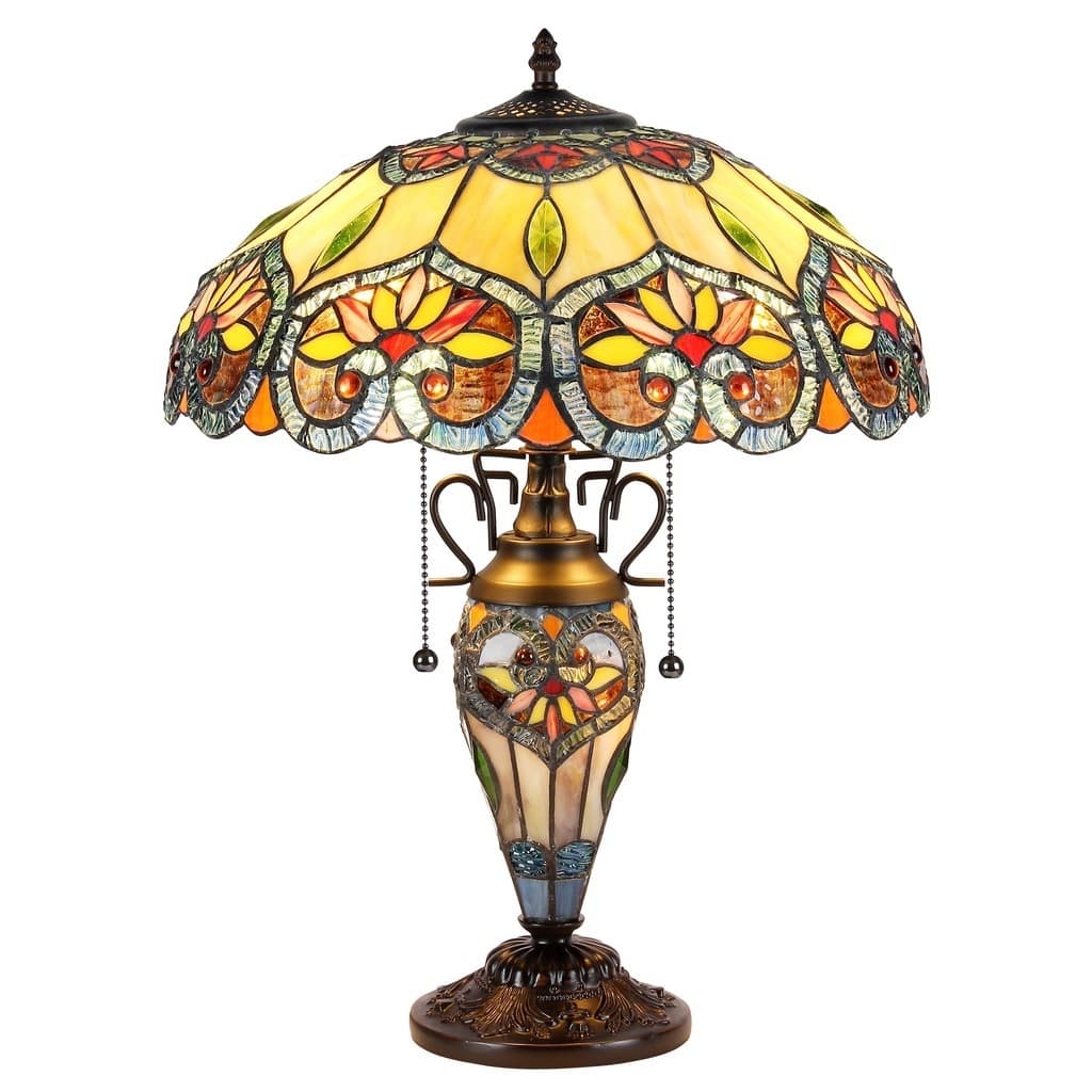 Tiffany Style Victorian Design 2+1-light Dark Bronze Table Lamp