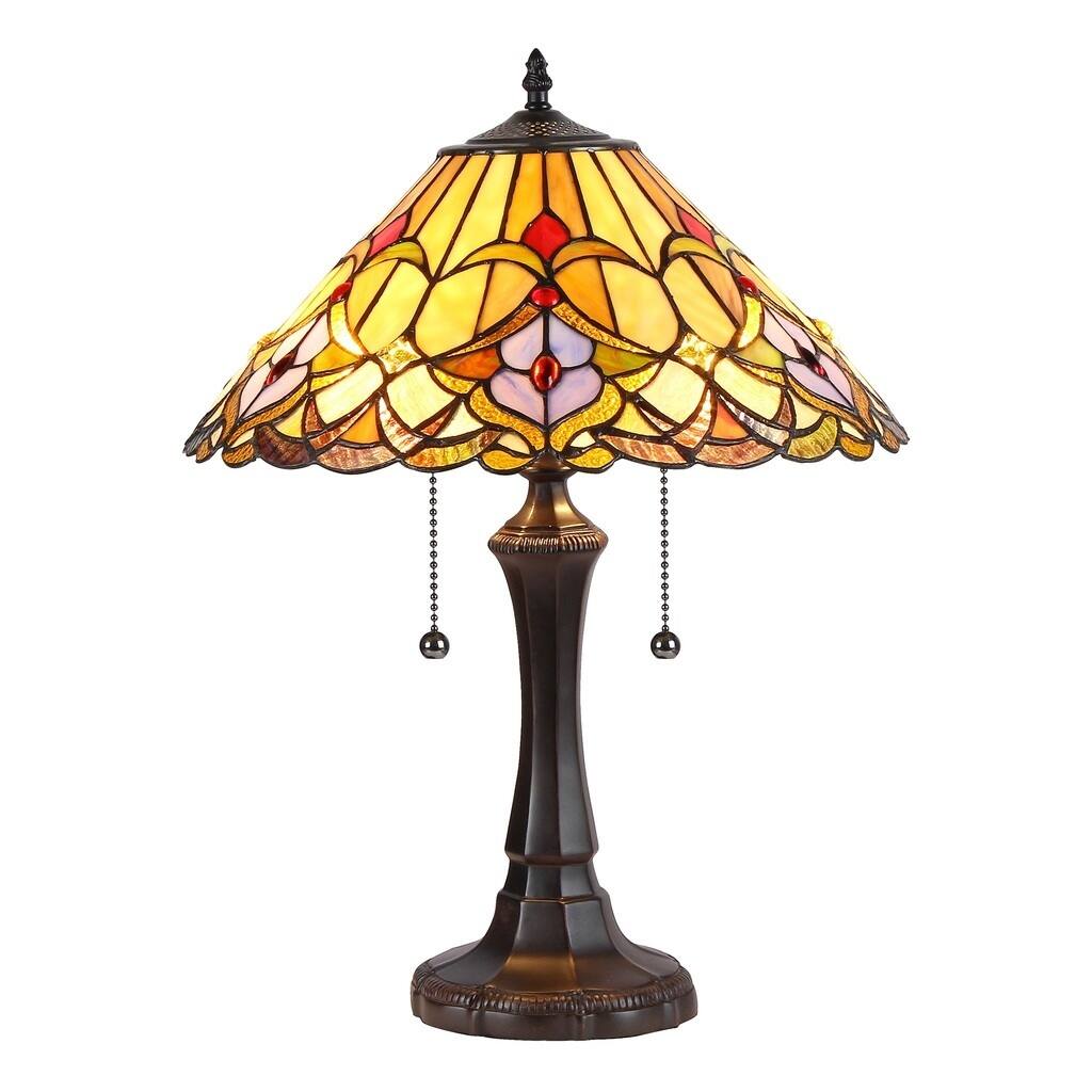 Tiffany Style Victorian Design 2-light Dark Bronze Table Lamp