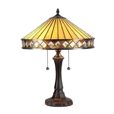 Tiffany Style Mission Design 2-light Dark Bronze Table Lamp