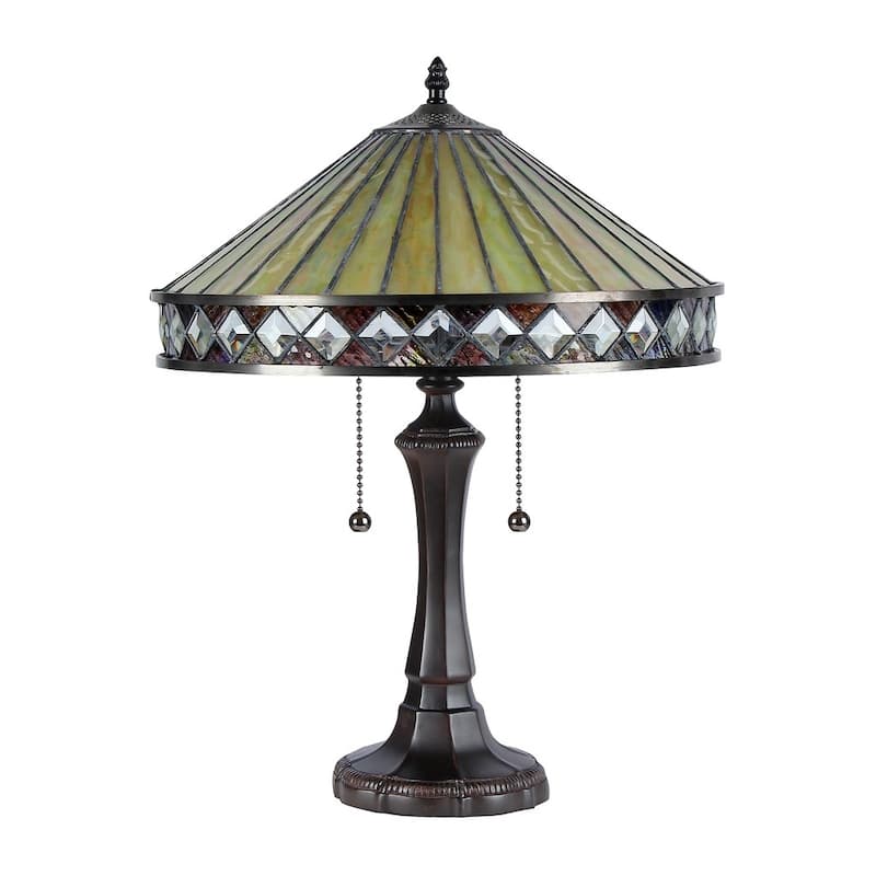 Tiffany Style Mission Design 2-light Dark Bronze Table Lamp