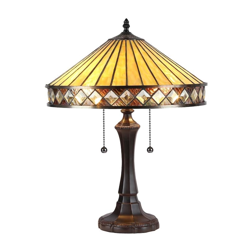 Tiffany Style Mission Design 2-light Dark Bronze Table Lamp