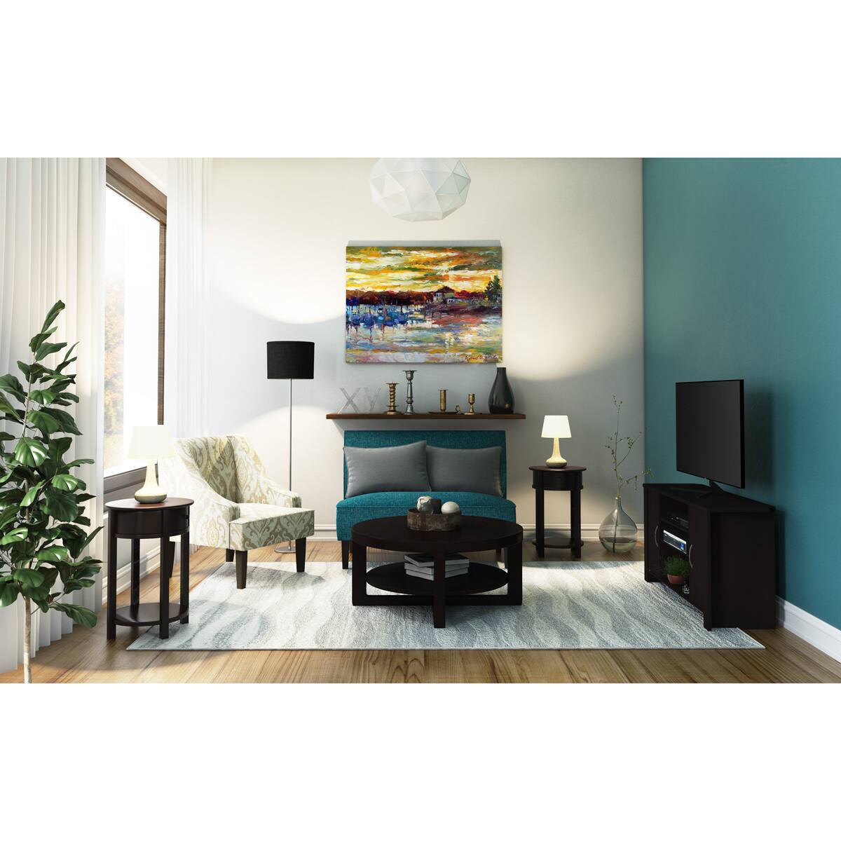 Porch & Den Tompkins Espresso-finish TV Stand Entertainment Center - On ...