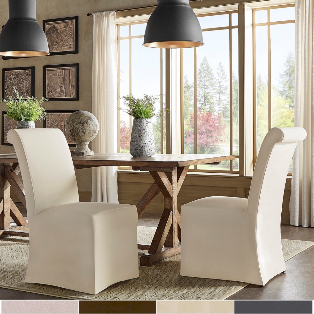 iNSPIRE Q Artisan Potomac Slipcovered Rolled Back Parsons Chairs (Set of 2)