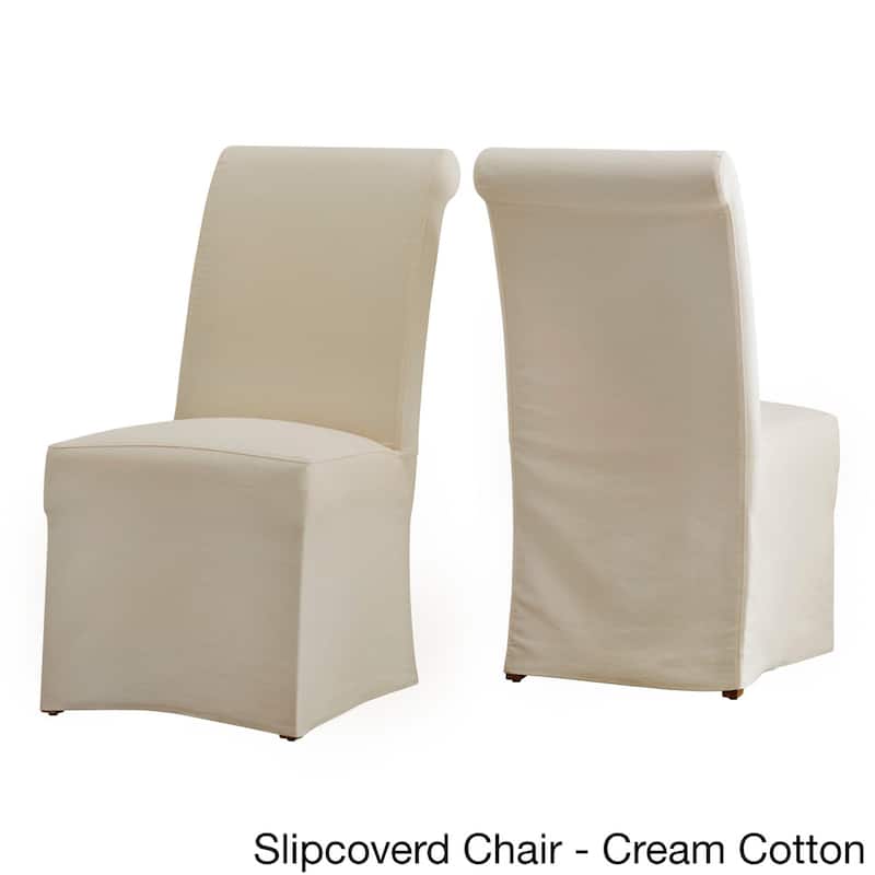 Potomac Slipcovered Rolled Back Parsons Chairs (Set of 2) by iNSPIRE Q Artisan - Cream