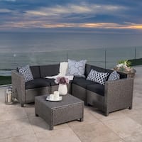 Puerta Outdoor 6-piece Wicker V-Shaped Sectional Sofa Set by Christopher Knight Home