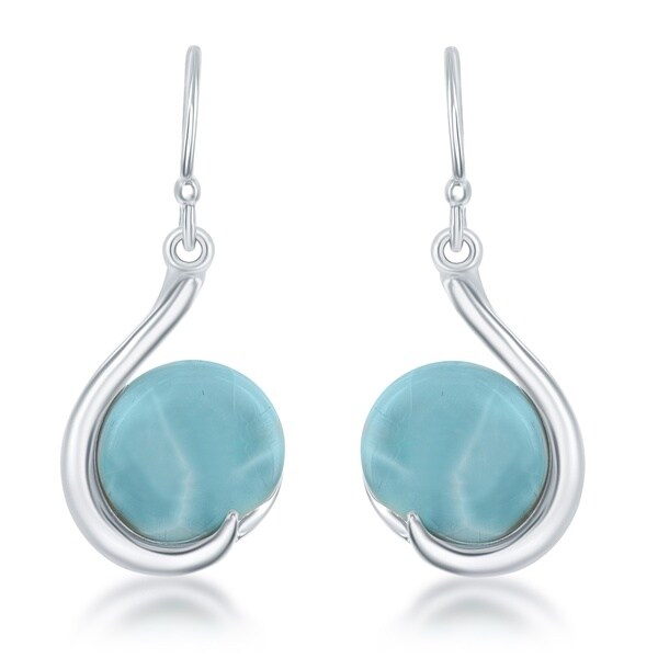 La Preciosa Women S Blue Sterling Silver Curved Larimar La Preciosa Women X27 S Blue Sterling Silver Curved Larimar Earrings