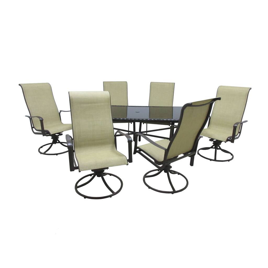 Pacifica Glass-top Table 7-piece Patio Dining Set