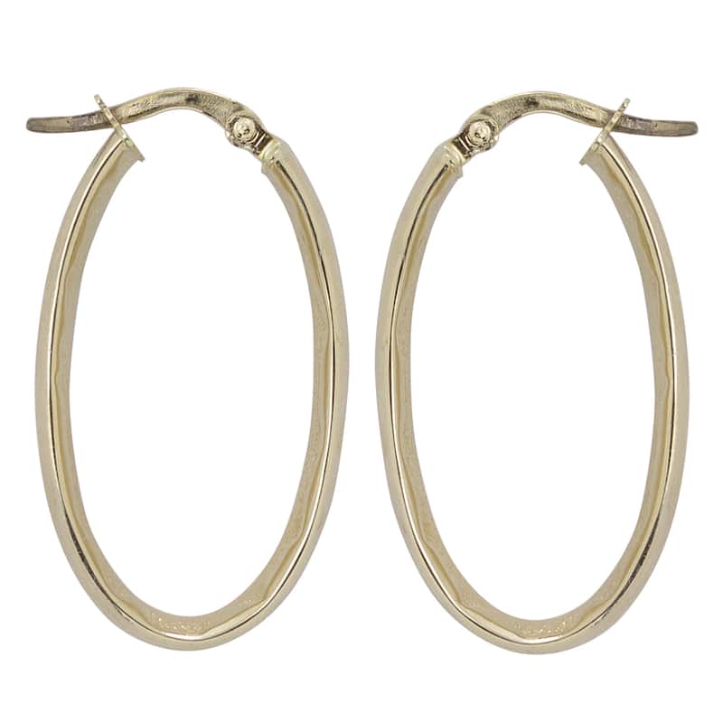 Fremada Italian 14k Yellow Gold Oval Hoop Earrings
