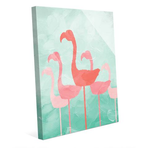 Pistachio Flamingo Line Wall Art on Canvas