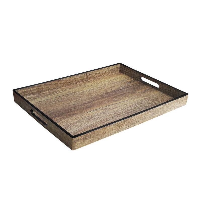 Accents by Jay White and Black Polypropylene Poplar-finish Tray with Rim