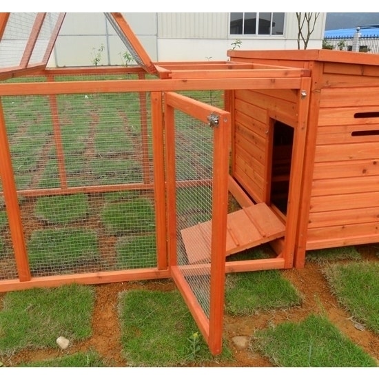 Pawhut Deluxe Wooden Backyard Chicken Coop With 87 Inch Outdoor Run