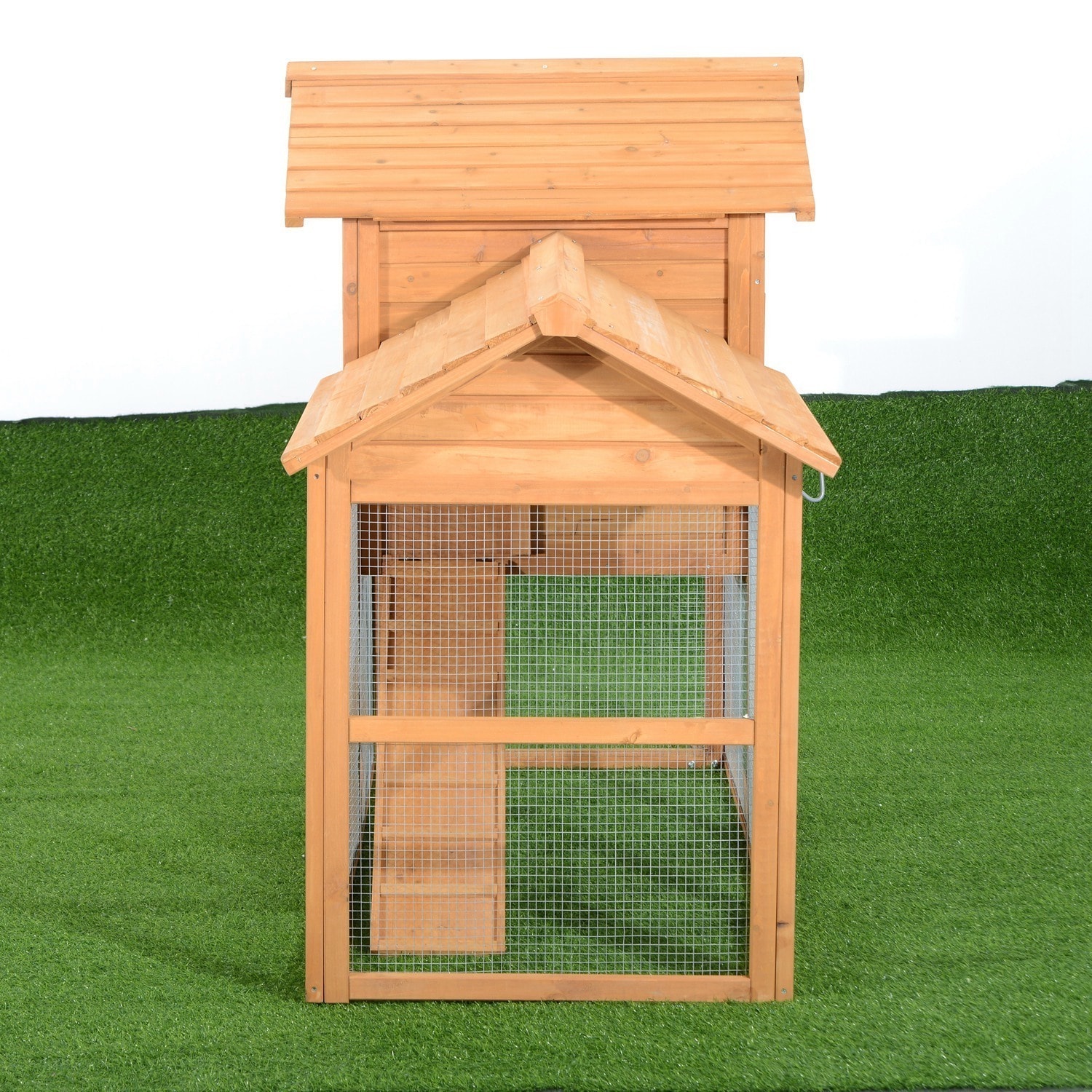 Pawhut Deluxe Portable Backyard Chicken Coop W Fenced Run And Wheels