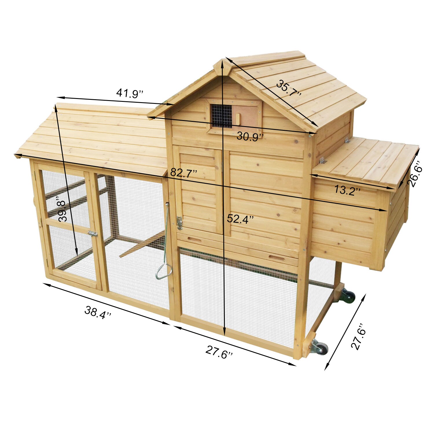 Pawhut Deluxe Portable Backyard Chicken Coop W Fenced Run And Wheels