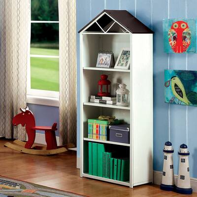 Furniture of America Houzer Contemporary White Metal 4-shelf Bookcase