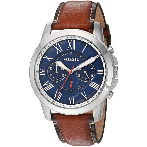 fossil grant chronograph leather watch