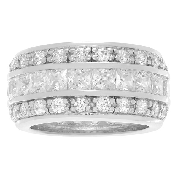 Journee Collection Sterling Silver Cubic Zirconia 3 Stone Engagement