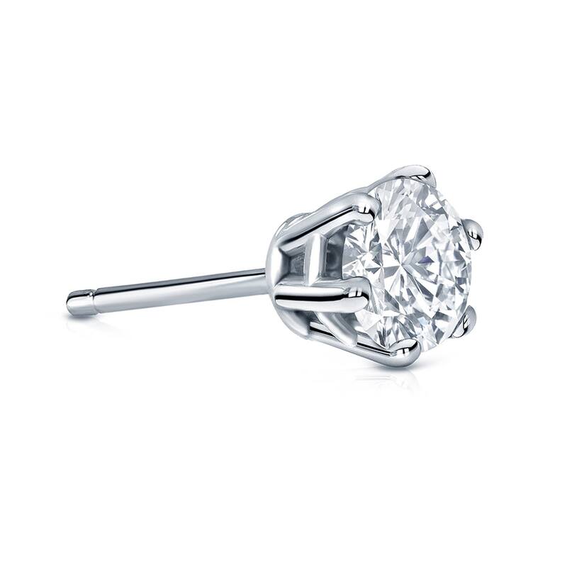 Auriya 1ctw 6-Prong Round Diamond SINGLE STUD (1) Earring 14k Gold - White