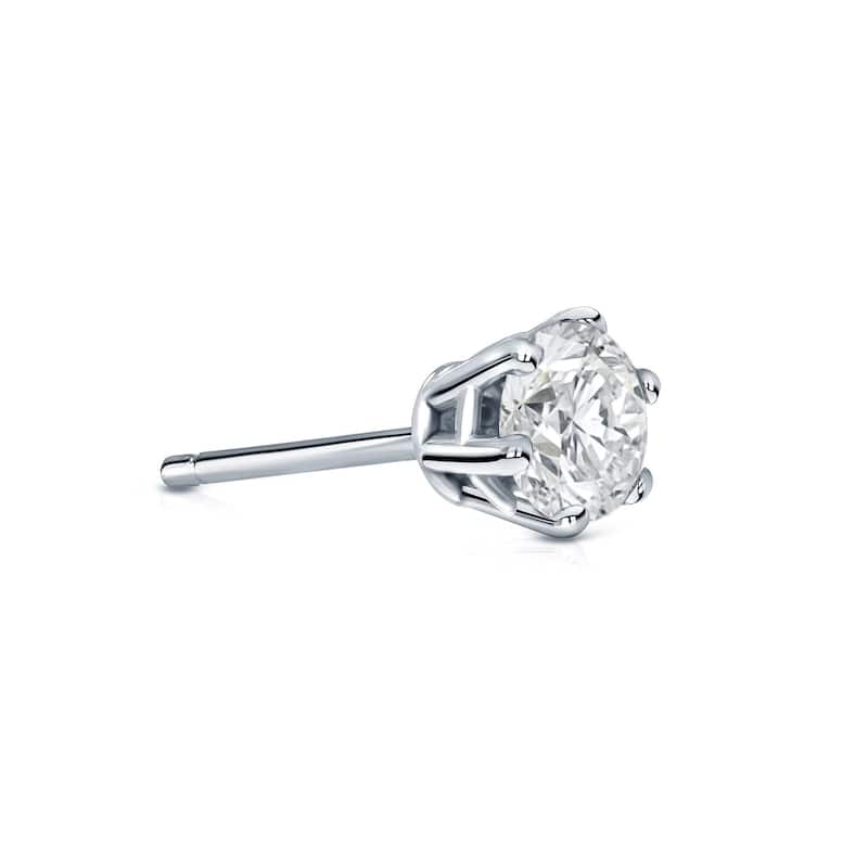 Auriya 1/4ctw 6-Prong Round Diamond SINGLE STUD (1) Earring 14k Gold - White