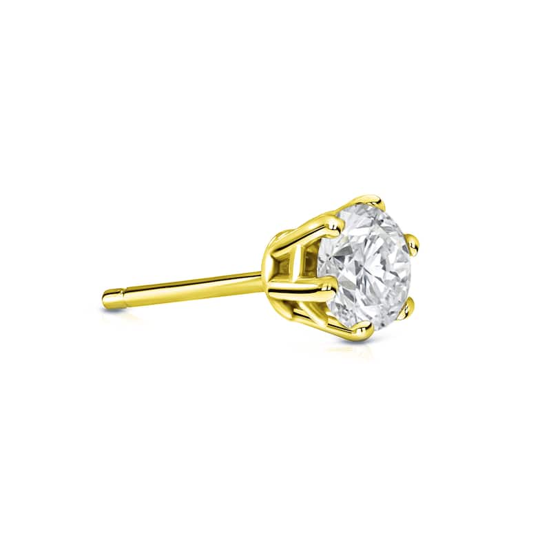 Auriya 1/4ctw 6-Prong Round Diamond SINGLE STUD (1) Earring 14k Gold