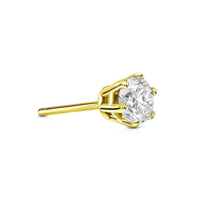 Auriya 1/4ctw 6-Prong Round Diamond SINGLE STUD (1) Earring 14k Gold - Yellow