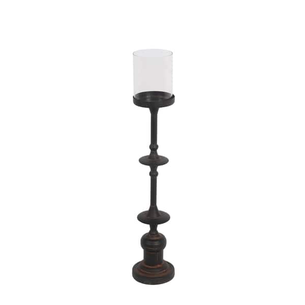 Privilege International Brown Iron Medium Candle Holder Bed Bath