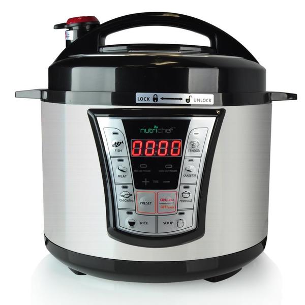 NutriChef PKPRC66 Black Stainless Steel and Teflon Multi-Function Food Prep Pressure Cooker/Rice Cooker