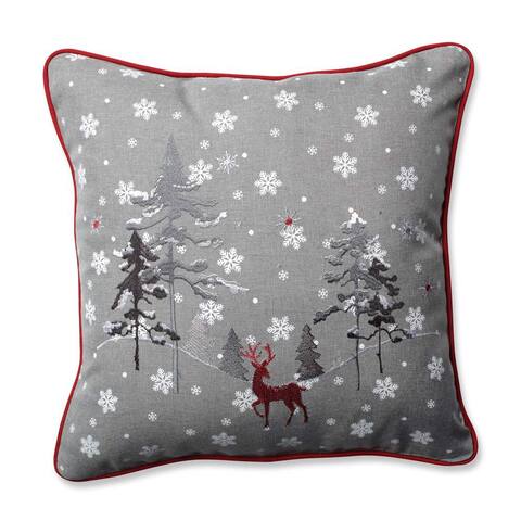 Pillow Perfect Red The Reindeer Grey 16.5-inch Throw Pillow