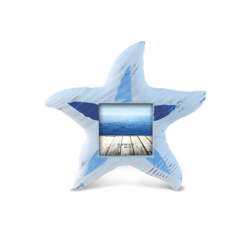 Nautical Decor Light Blue Stripes Starfish Frame - Home and Nautical Décor