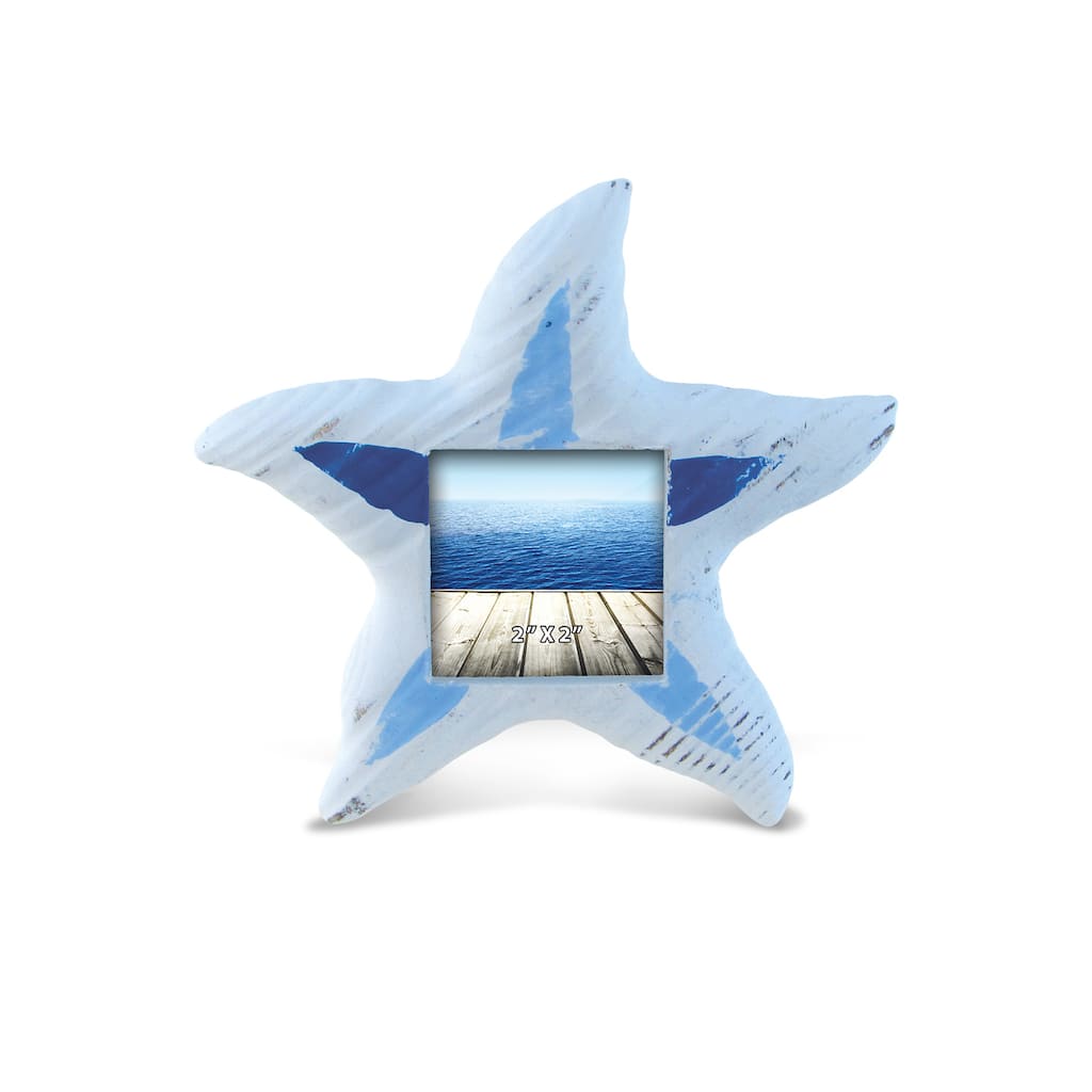 Nautical Decor Light Blue Stripes Starfish Frame