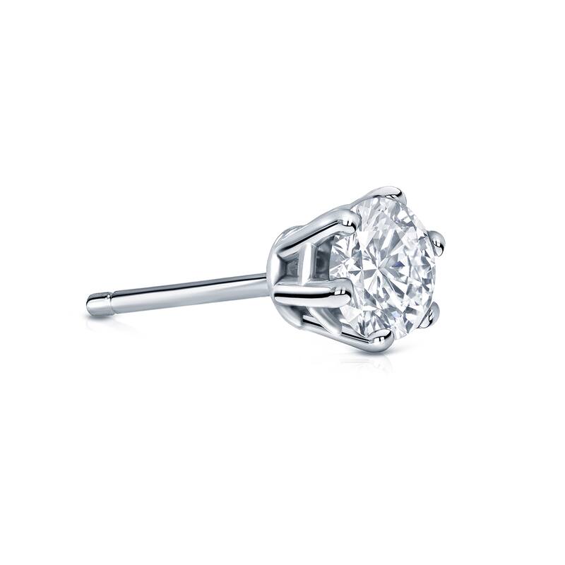 Auriya 14k Gold 1/2ct TDW Round 6-Prong SINGLE STUD (1) Diamond Earring