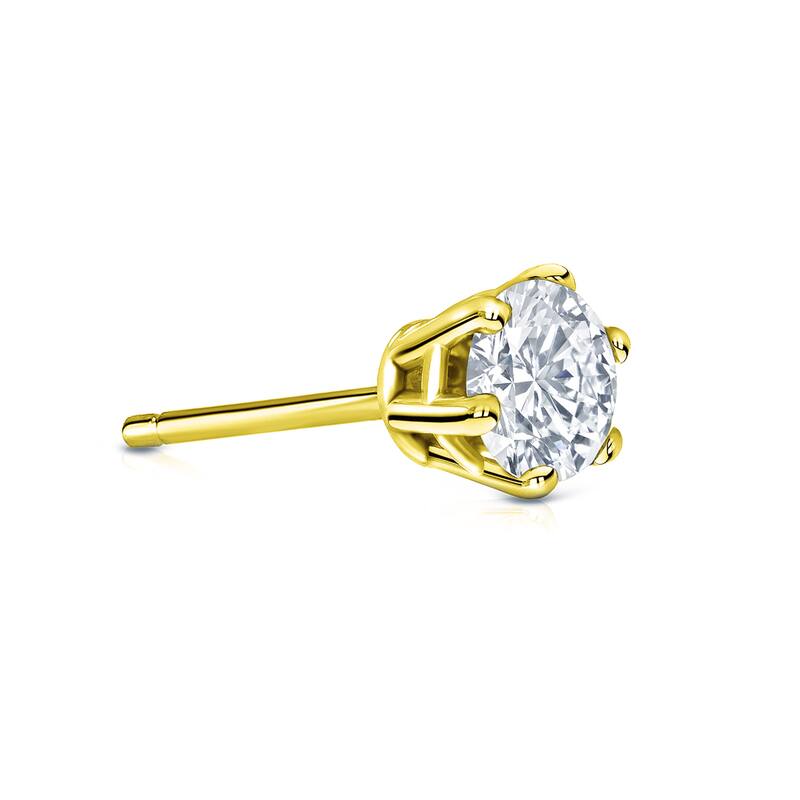 Auriya 14k Gold 1/2ct TDW Round 6-Prong SINGLE STUD (1) Diamond Earring