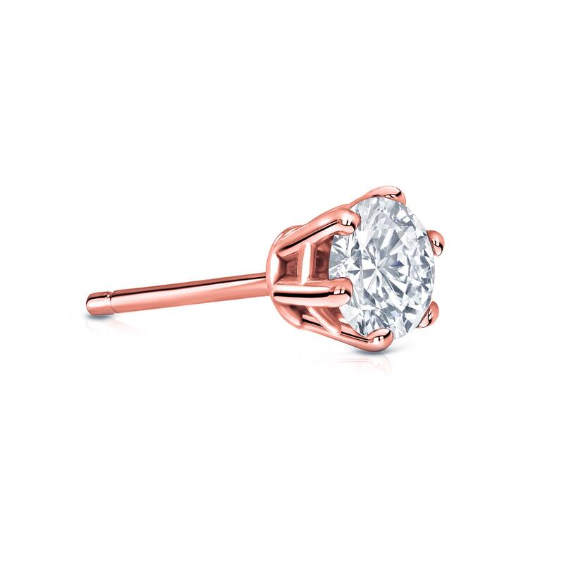 Auriya 14k Gold 1/2ct TDW Round 6-Prong SINGLE STUD (1) Diamond Earring