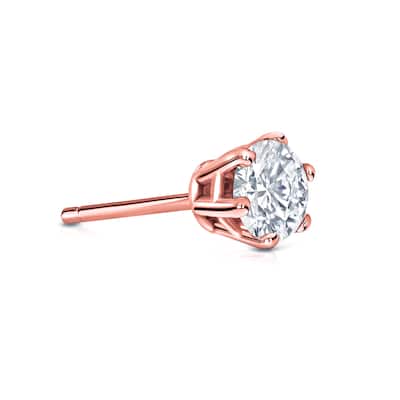 Auriya 14k Gold 1/2ct TDW Round 6-Prong SINGLE STUD (1) Diamond Earring