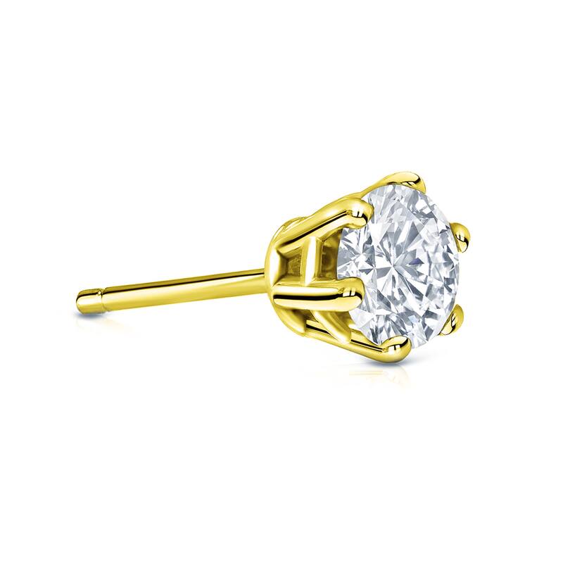 Auriya 14k Gold 3/4ct TDW Round 6-Prong SINGLE STUD (1) Diamond Earring