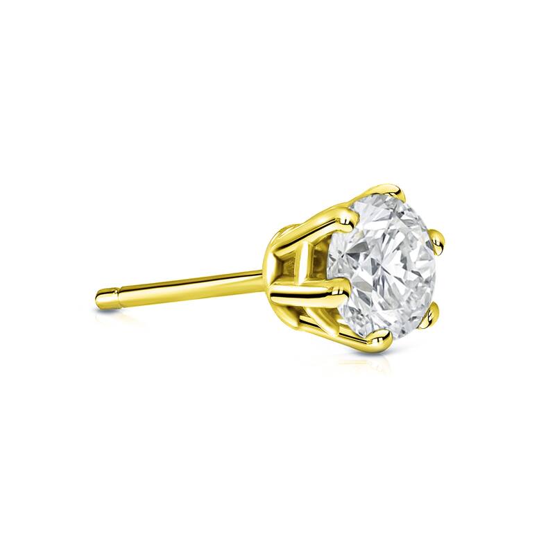 Auriya 14k Gold 1/2ct TDW Round 6-Prong SINGLE STUD (1) Diamond Earring