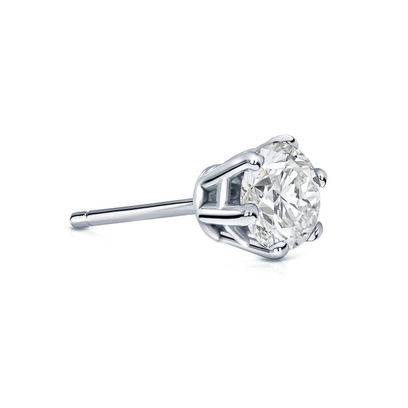 Auriya 14k Gold 1/2ct TDW Round 6-Prong SINGLE STUD (1) Diamond Earring