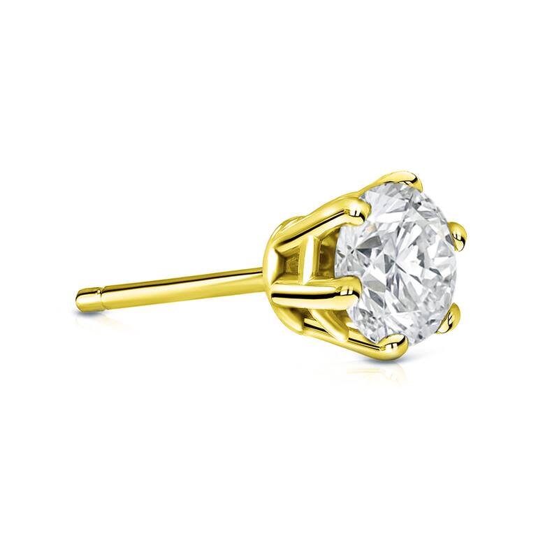 Auriya 14k Gold 3/4ct TDW Round 6-Prong SINGLE STUD (1) Diamond Earring