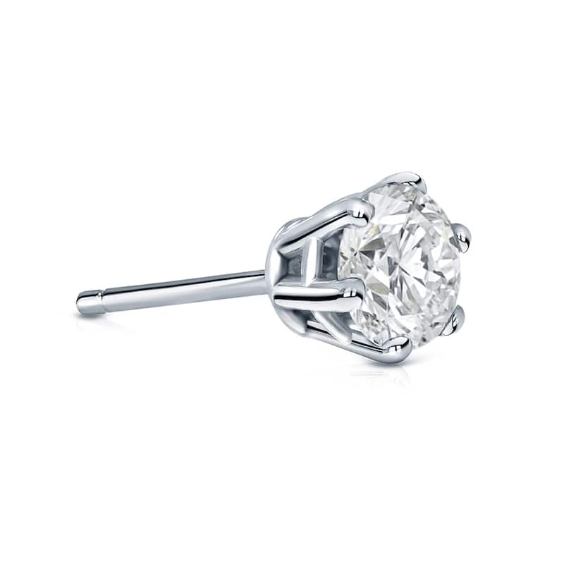 Auriya 14k Gold 3/4ct TDW Round 6-Prong SINGLE STUD (1) Diamond Earring