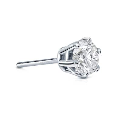 Auriya 14k Gold 3/4ct TDW Round 6-Prong SINGLE STUD (1) Diamond Earring