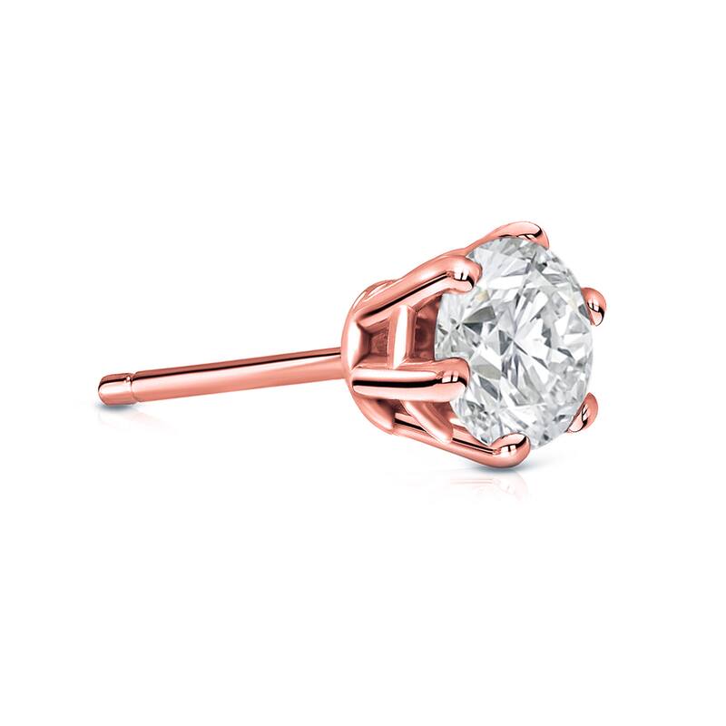 Auriya 14k Gold 3/4ct TDW Round 6-Prong SINGLE STUD (1) Diamond Earring